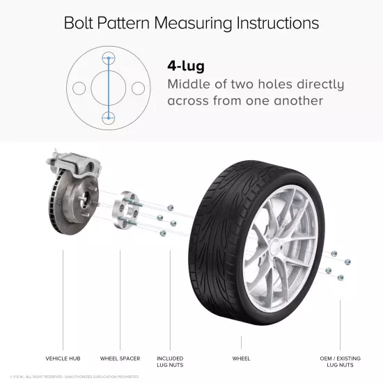 2pc | 25mm (1 inch) Wheel Spacers | 4x101 or 4x101.6 Bolt Pattern | Golf Cart