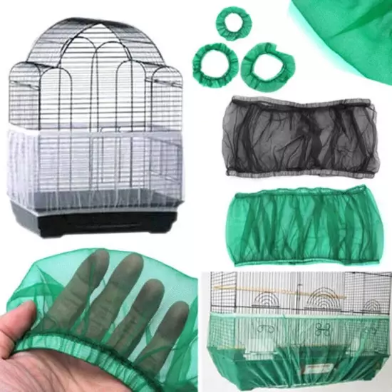 3pcs Receiver Seed Protector Mesh Bird Parrot Soft Easy Clean Bird Cage Cover