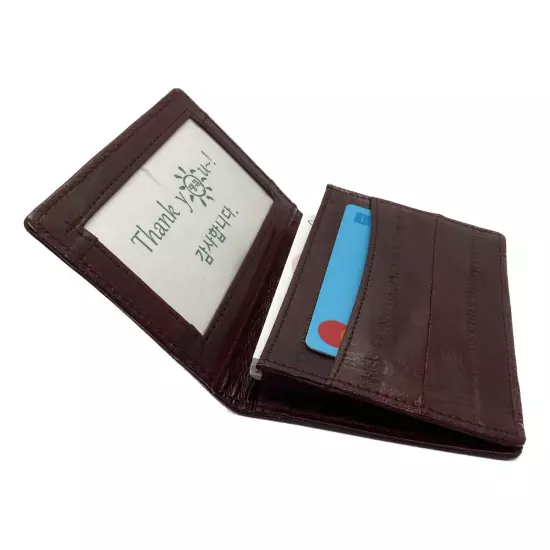 Genuine Eel Skin Leather Business Card ID Wallet Credit Card Case