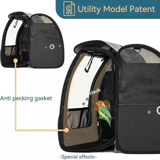 Petsfit Bird Carrier Medium Size with Stainless Steel Bowl, Parrot Backpack 