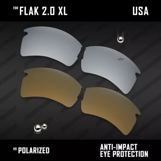 Anti Scratch Polarized Replacement Lenses for-Oakley Flak 2.0 XL OO9188 Options