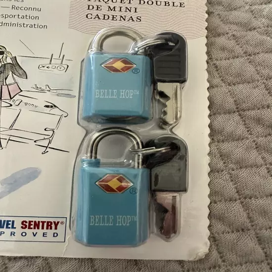 NIP Belle Hop Mini Padlock Twin Pack - Travel Sentry Approved - No Cut Locks