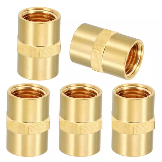 5Pcs 1/4" x 1/4" NPT Female Thread Hex Head Brass Pipe Fittings Coupler