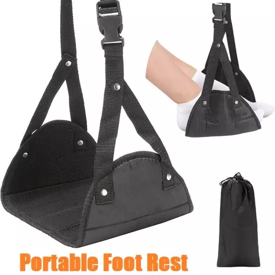 Airplane Footrest w/ Memory Foam Portable Travel Plane Leg Rest Foot Hammock Set