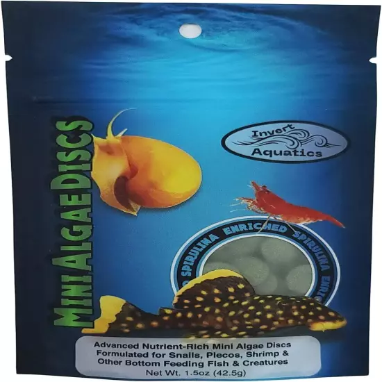 Mini Algae Discs - Sinking Diet for Snails, Shrimp & Bottom Feeding Fish (1.5oz 