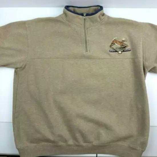 Mens Cabelas Authentic Outdoors Est. 61 Pull Over 1/4 Zip Sweatshirt Deer Size L