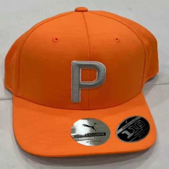 Men’s Puma Vibrant Orange Golf Snapback Hat NWT Cap Flex Fit Tech P 110 Sale