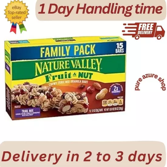 Nature Valley Chewy Fruit and Nut Granola Bars, Trail Mix, 1.2 oz, 15 ct