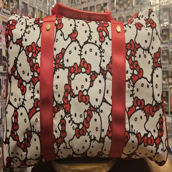 Hello Kitty Travel Duffle Bag Red / White Overnight Weekend Bag Luggage 20inch