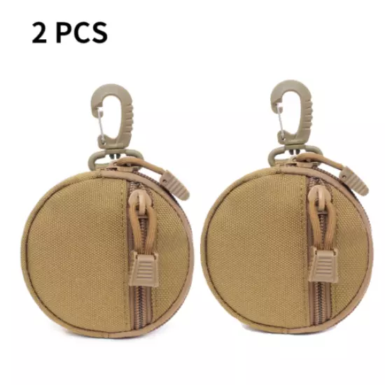 2PCS Military Coin Purse Outdoor Molle Pouch Earphone USB Storage Bag Round Case