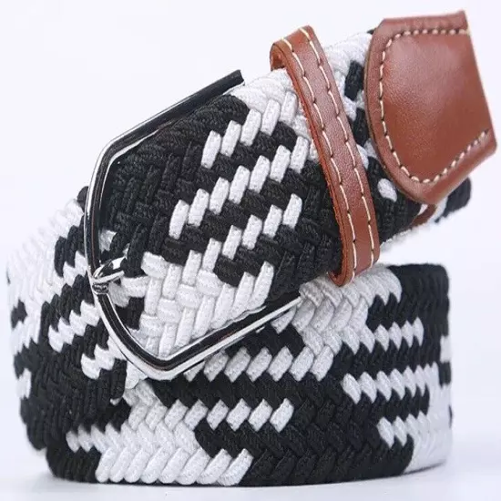 Mens Womens Belt Unisex Braided Elastic Stretch Fabric Enduring Woven Many Sizes