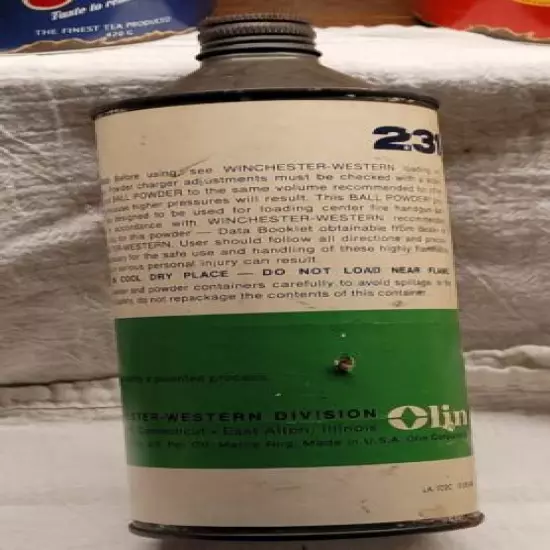 OLD WINCHESTER WESTERN BALL POWDER SMOKELESS PROPELLANT 231 TIN ORIGINAL LABEL