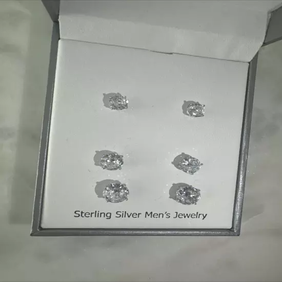 Blac Label Heritage Sterling Silver Men’s Earring 3 Pairs