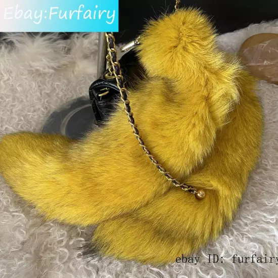 2/5/10 wholesale Dyed Color Real Blue Fox Tail Fur Keyring Pendant Cosplay Toy