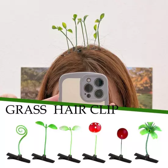 5pcs Hair Clip Cute Headwear Grass Plant Hair Clip Plant Bean Sprout Clip H W ✨◇