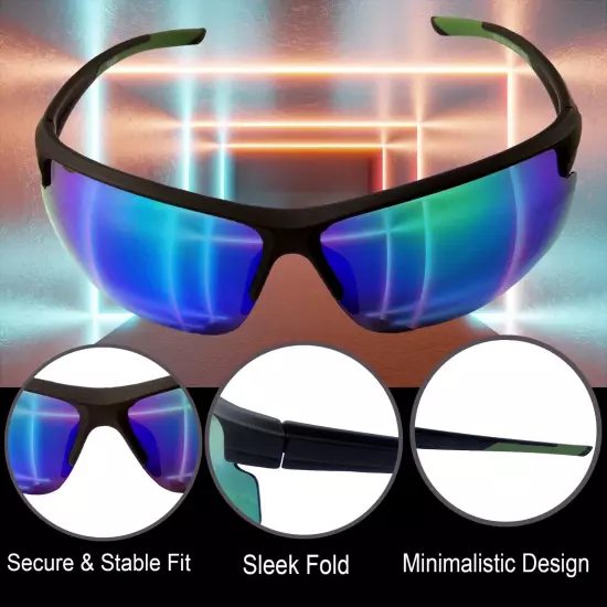 Clearance Sports Sunglasses for Men UV Protection, Retro Sunglasses, Wrap Around