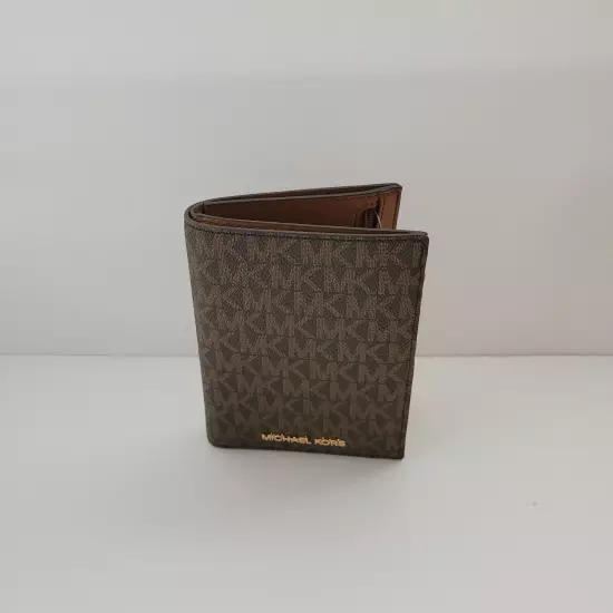 Michael Kors Jet Set Travel Passport ID Wallet MK Logo Brown Holder