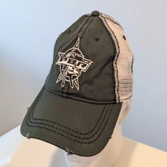 PBR Bull Riding Riders Hat Cap Green Strapback Adjustable Mesh Distressed