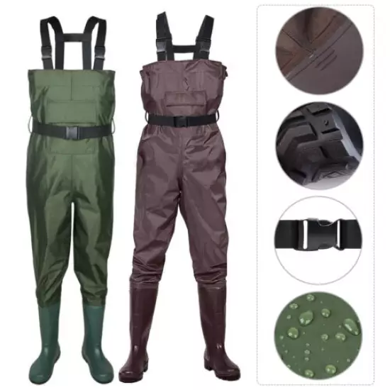 Bootfoot Chest Wader 2-Ply Nylon/PVC Waterproof Fishing Waders for Men and Women