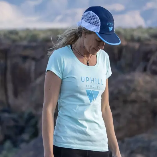 BOCO Gear Ultra Light 5 Panel Cap Uphill Athlete Blue Running Mesh Quick Dry OS