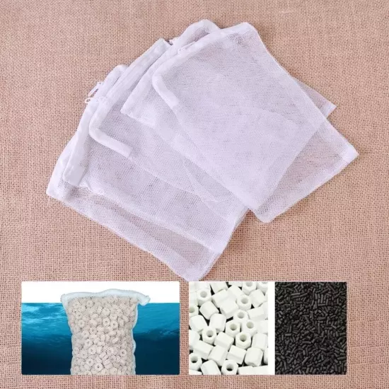 20pcs Nylon Aquarium Filter Media Bags Fish Tank Net Mesh Bag w/ Zipper Reusable