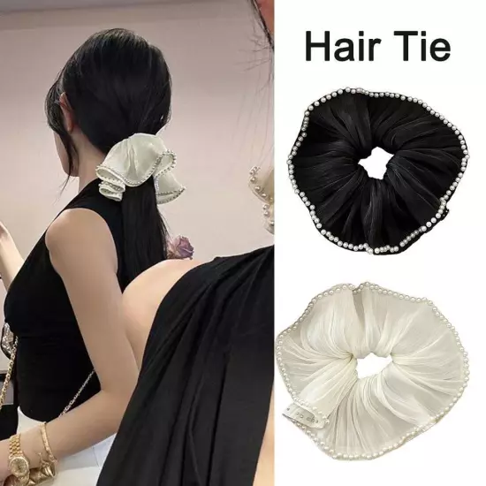 Elastic Hair Scrunchie Black / White Head Rope Hair Accessories For Women O8F ο^