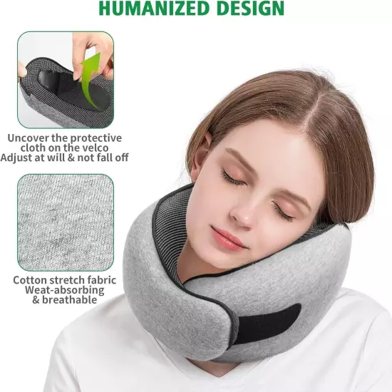 Travel Pillow, 100% Pure Memory Foam Travel Flight Pillow with 360° Full Support