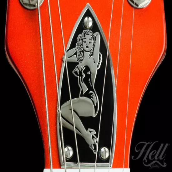 "Pin-Up" 100% Brass Truss Rod Cover. Fits most Gretsch® style guitars.