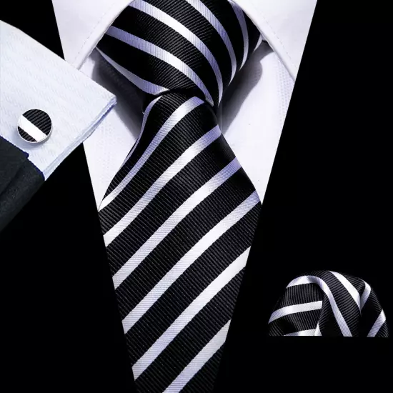 USA Mens Tie Striped Paisley Solid Paisley Necktie Hanky Cufflink Set Wedding