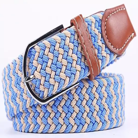 Mens Womens Belt Unisex Braided Elastic Stretch Fabric Enduring Woven Many Sizes