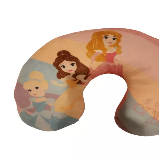 Disney Princesses IF THE CROWN FITS Pink Soft Travel Neck Pillow 11" Wide