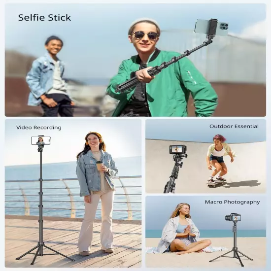 SENSYNE 62" Phone Tripod & Selfie Stick, Extendable Cell Phone Tripod Stand with