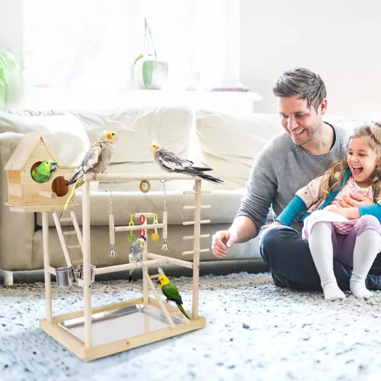 Bird Playground Parrots Perch Stand Play Gym for Cockatiel Playpen with Nesti...