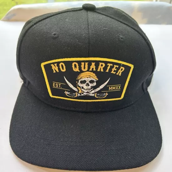 NO QUARTER Pirate Skull Swords Black Trucker Hat Cap Mesh Back Snapback