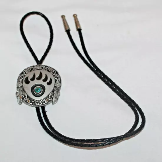 SISKIYOU Bolo Slide Tie 1995 Pewter Bear Claw Totem Cowboy American Southwest