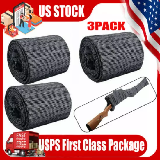 Silicone Treated Cover Gun Sock Protection Storge Sleeve Up To 55" Gray US 3/6p