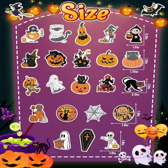 300 Pcs Halloween Pumpkin Stickers Bulk, Party Favors for Multi 