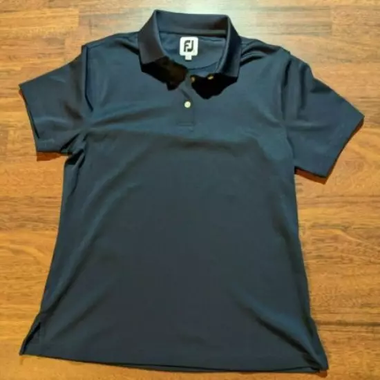 Women's Footjoy Navy Blue Three-Button Short-Sleeve Golf Polo SIZE MEDIUM 