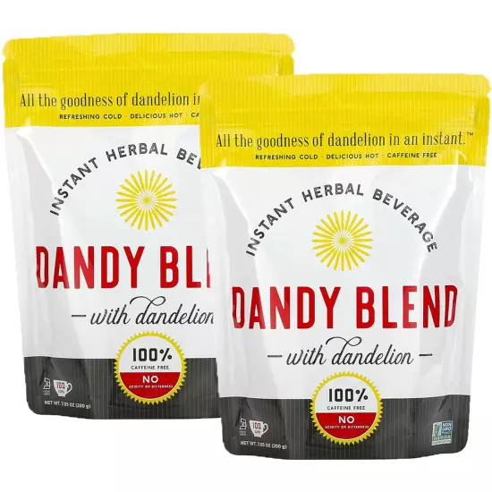 Two 100 Cup Bags of Instant Herbal Beverage with Dandelion, Two 7.0