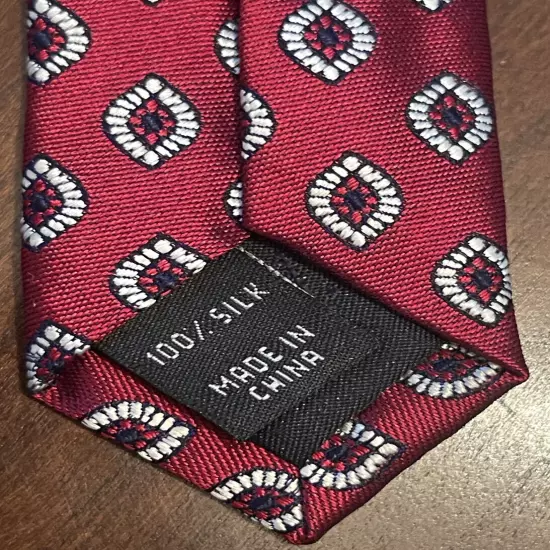 Jos. A. Bank Executive Collection Red Blue 100% Silk Mens Neck Tie Made In China