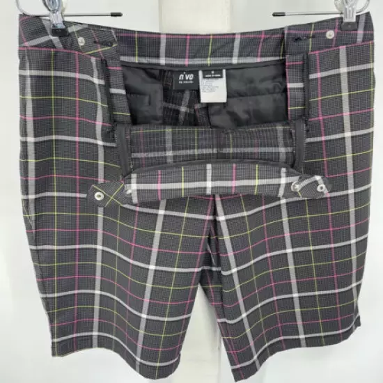 NVO Golf Ladies Shorts Size 8 Grey White Plaid