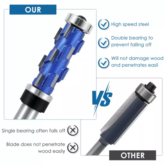 1/2inch Shank Flush Trim Router Bit Flush Trimming Bit Sturdy Double belRA