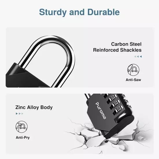 2 Pack Combination Lock 4 Digit Locker Lock Outdoor Waterproof Padlock 