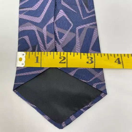 Bachrach Blue Purple Geometric Abstract Necktie Silk Tie 3.2" x 56"