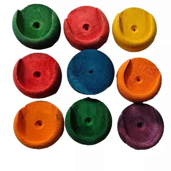 9 PCSCOLORFUL WOOD 2" CLOSET ROD ENDS 1/8" HOLE PARROT BIRD TOYS CRAFTS