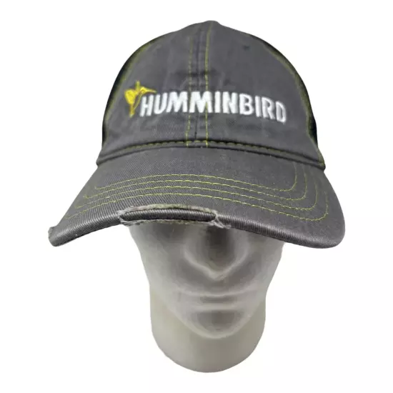 Hummingbird Fish Finder Distressed Baseball Cap Hat Fishing Denim & Mesh 