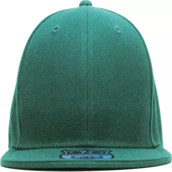 Premium Solid Fitted Cap Baseball Cap Hat, Flat Bill / Brim NEW