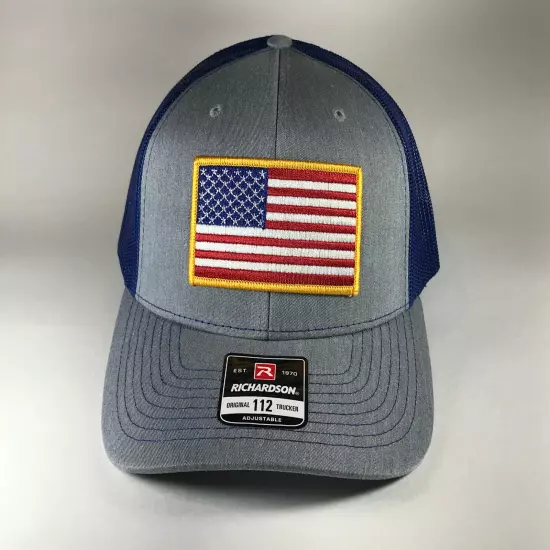 Richardson 112 American Flag 6 Panel Adjustable Snapback Trucker Mesh Hat