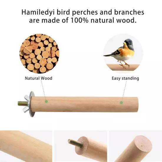 Bird Perch,5 Pieces Wooden Parrot Claw Standing Stick with Different Diameter...