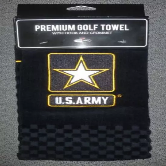 Military Embroidered Tri-fold Towel - US Army Golf Black